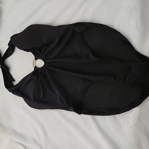 WOMENS SWIMSUIT Size XL, Black, Metal Accent, Halter Tie Back